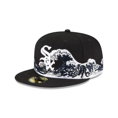 Black Chicago White Sox Hat - New Era MLB Wave 59FIFTY Fitted Caps USA8679524